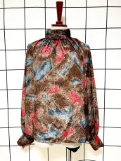 画像1: アート柄 タートルネック レトロ USA古着 シャツ ヴィンテージトップス (1)