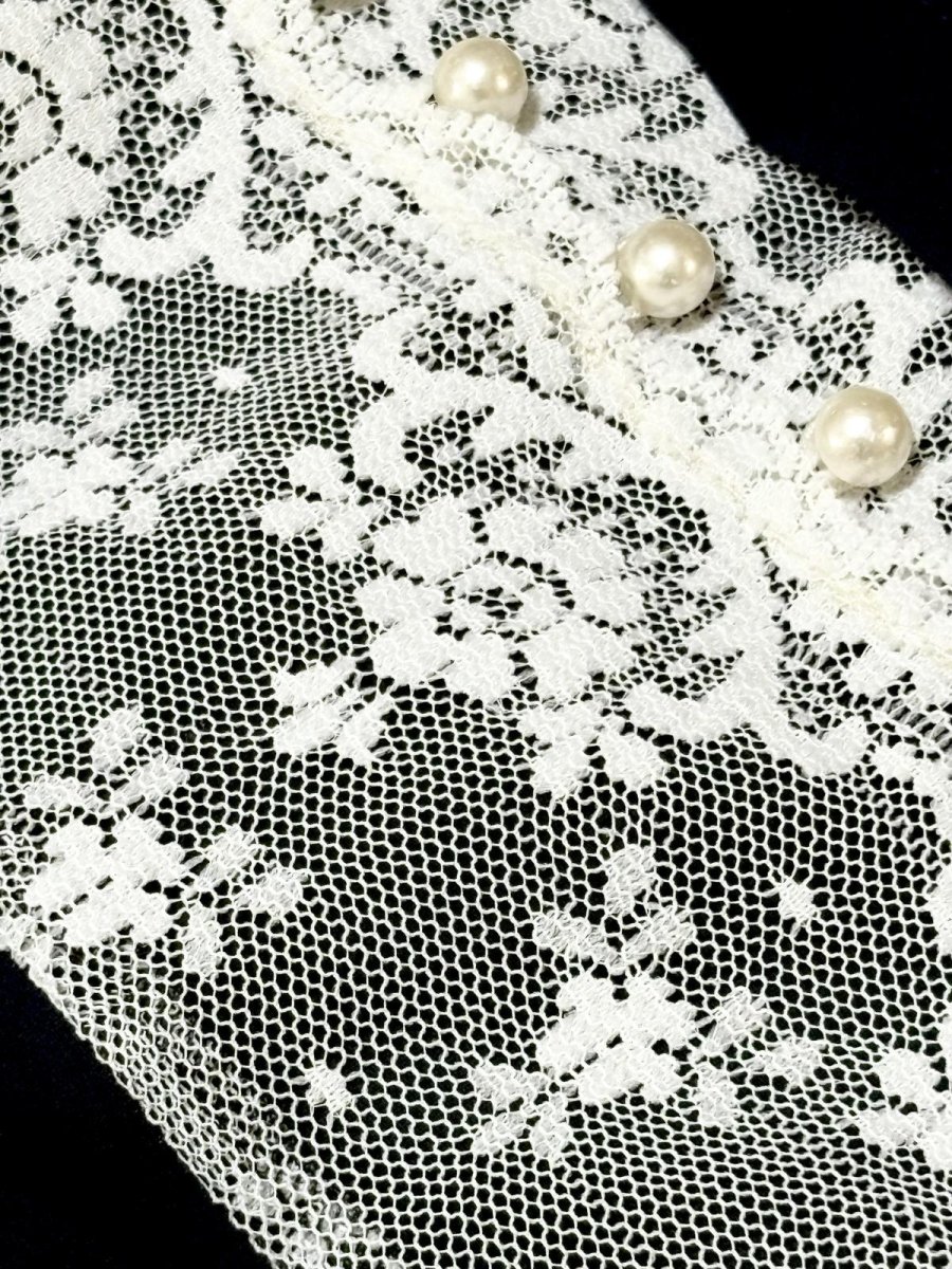 画像12: レース装飾 ネイビー レトロクラシカル  CANADA 古着 ヴィンテージドレス (12)