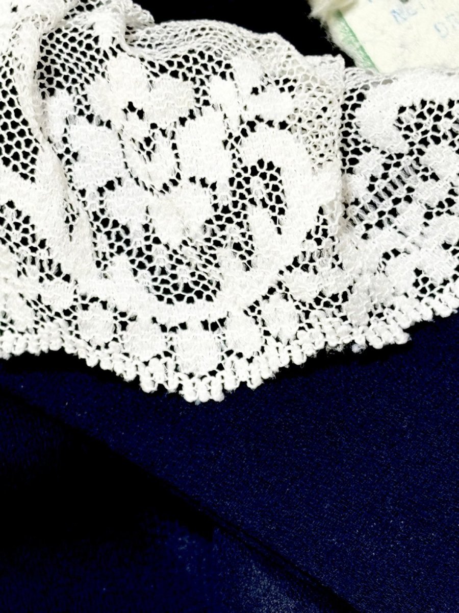 画像14: レース装飾 ネイビー レトロクラシカル  CANADA 古着 ヴィンテージドレス (14)