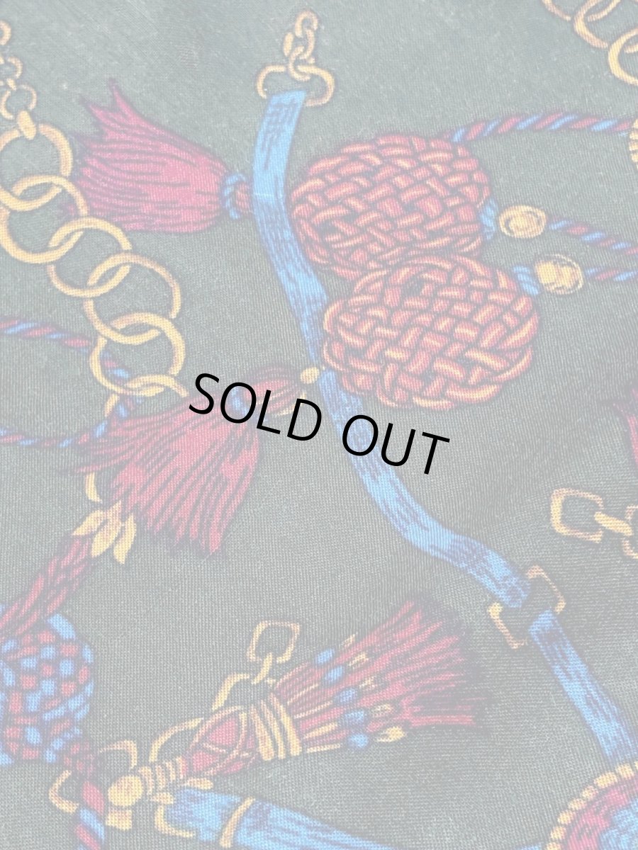 画像8: スカーフ柄 グリーン ウエストゴム レトロ 古着 ヴィンテージスカート (8)