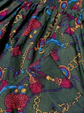 画像7: スカーフ柄 グリーン ウエストゴム レトロ 古着 ヴィンテージスカート (7)