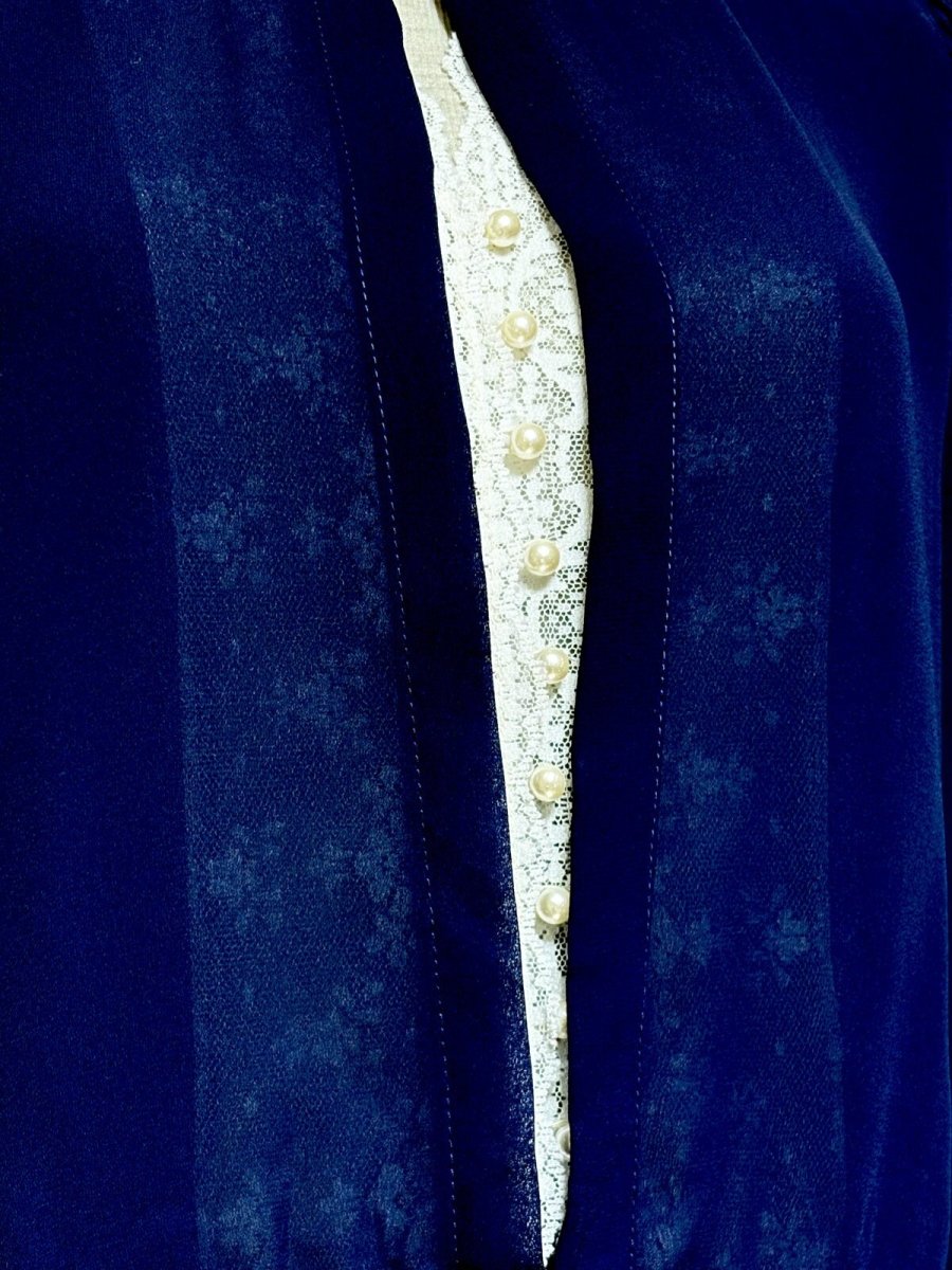 画像7: レース装飾 ネイビー レトロクラシカル  CANADA 古着 ヴィンテージドレス (7)