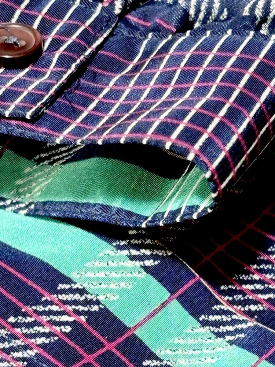 画像10: チェック ネイビー レトロ USA古着 シャツ ヴィンテージブラウス (10)