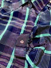 画像8: チェック ネイビー レトロ USA古着 シャツ ヴィンテージブラウス (8)