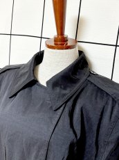 画像4: ブラック リボンベルト付 レトロ USA古着 ヴィンテージトレンチコート (4)