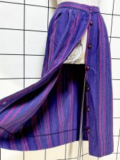 画像7: ストライプ柄 前開き パープル レトロ USA古着 ヴィンテージスカート (7)