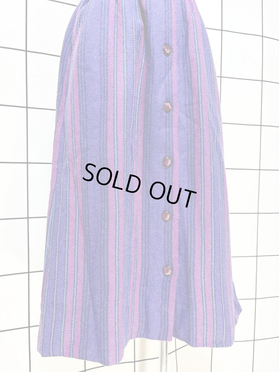 画像3: ストライプ柄 前開き パープル レトロ USA古着 ヴィンテージスカート (3)