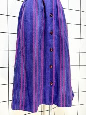 画像3: ストライプ柄 前開き パープル レトロ USA古着 ヴィンテージスカート (3)