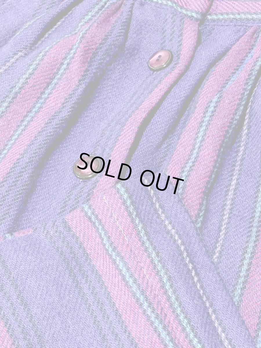 画像8: ストライプ柄 前開き パープル レトロ USA古着 ヴィンテージスカート (8)