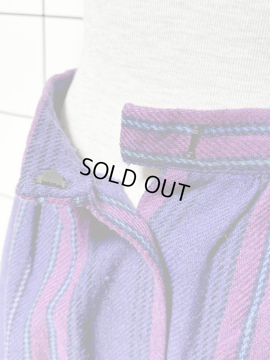 画像6: ストライプ柄 前開き パープル レトロ USA古着 ヴィンテージスカート (6)