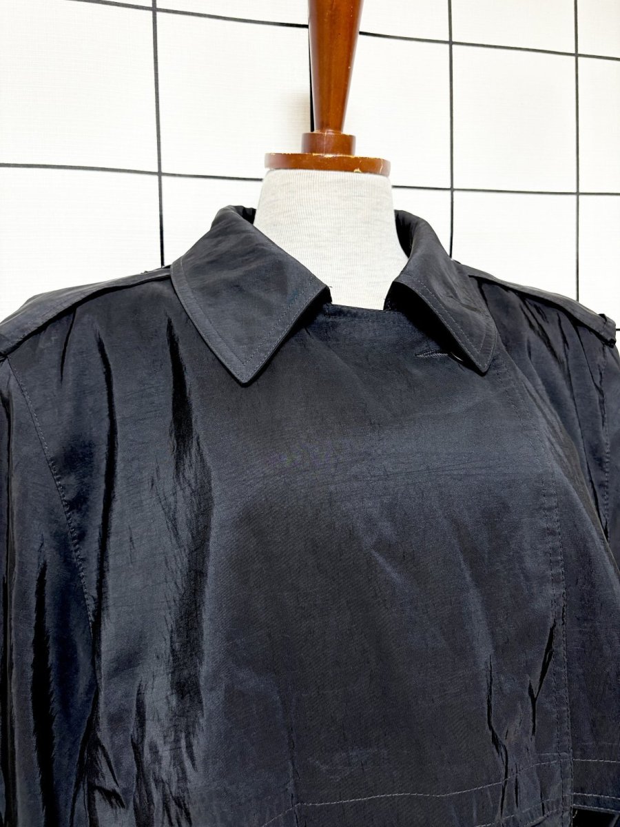 画像5: ブラック リボンベルト付 レトロ USA古着 ヴィンテージトレンチコート (5)