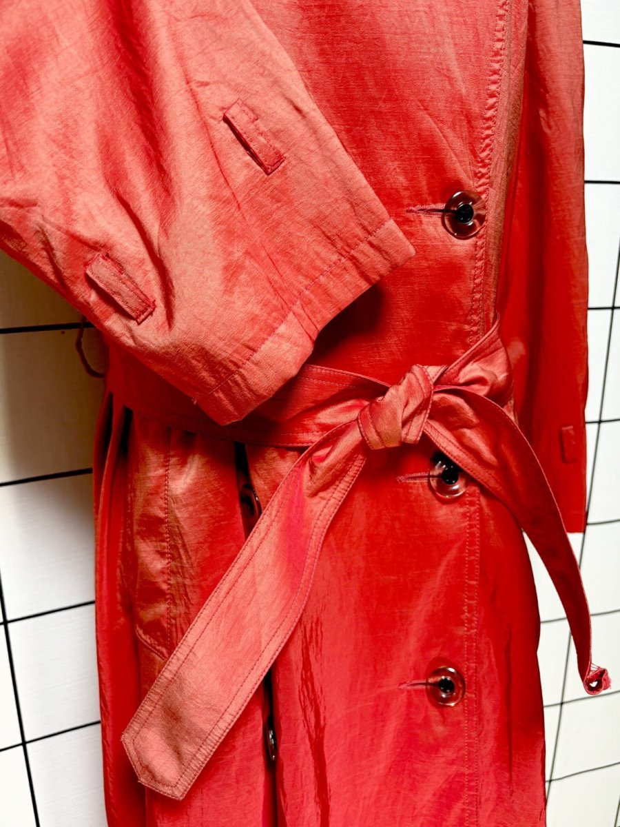 画像7: レッド 無地 リボンベルト付 レトロ USA古着 ヴィンテージトレンチコート (7)