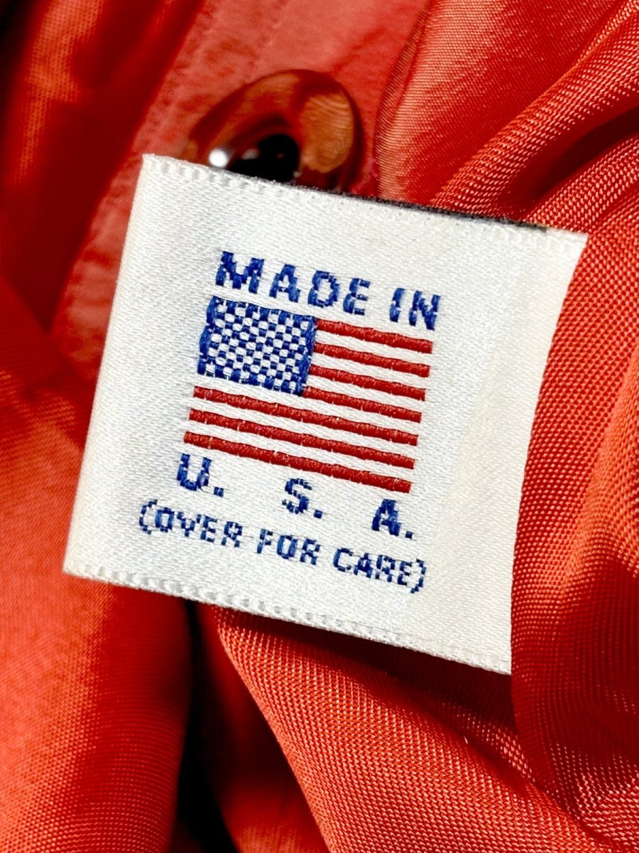 画像14: レッド 無地 リボンベルト付 レトロ USA古着 ヴィンテージトレンチコート (14)