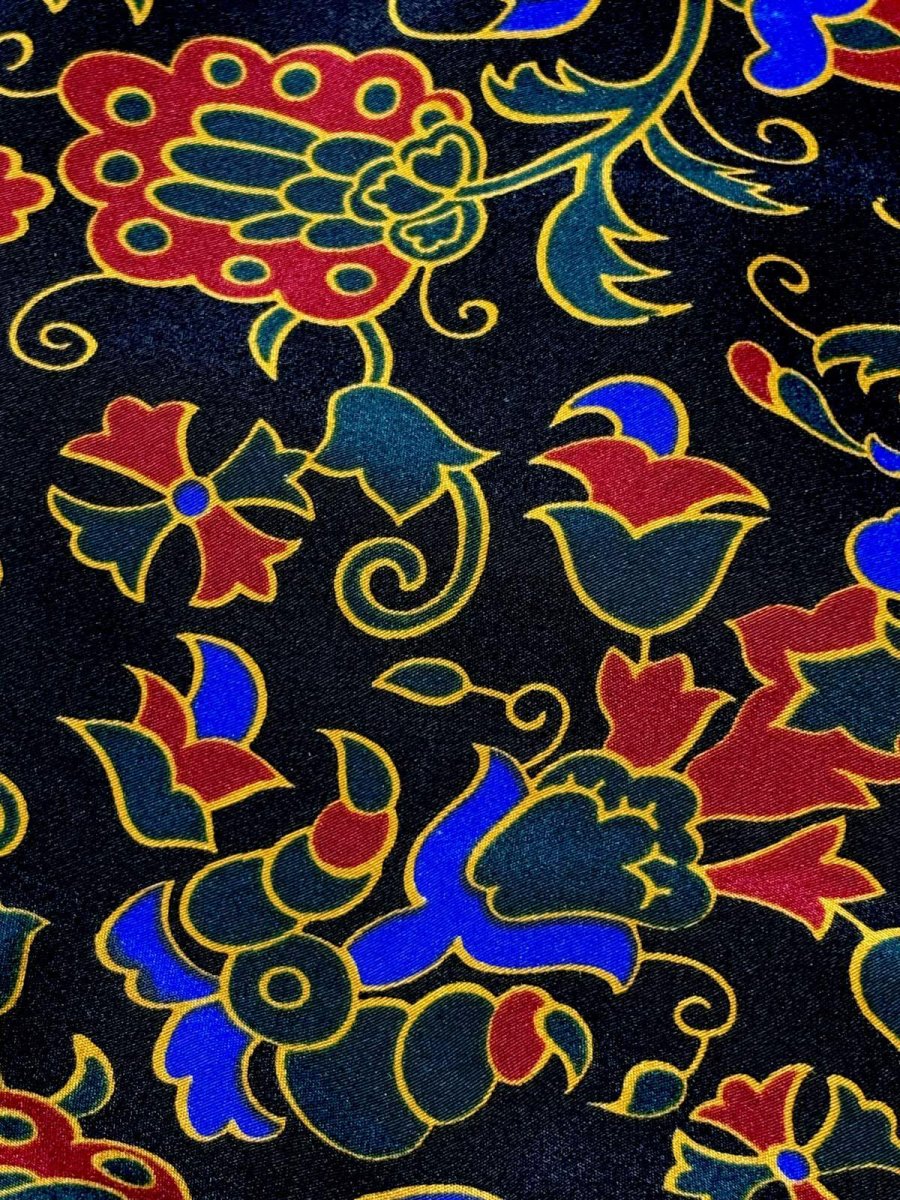 画像11: 花柄モチーフ ブラック ウエストゴム レトロ USA古着 ヴィンテージワンピース (11)