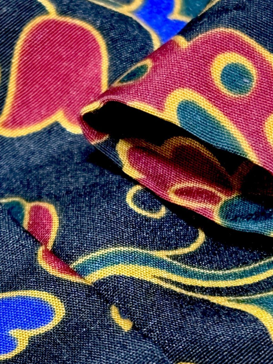 画像12: 花柄モチーフ ブラック ウエストゴム レトロ USA古着 ヴィンテージワンピース (12)