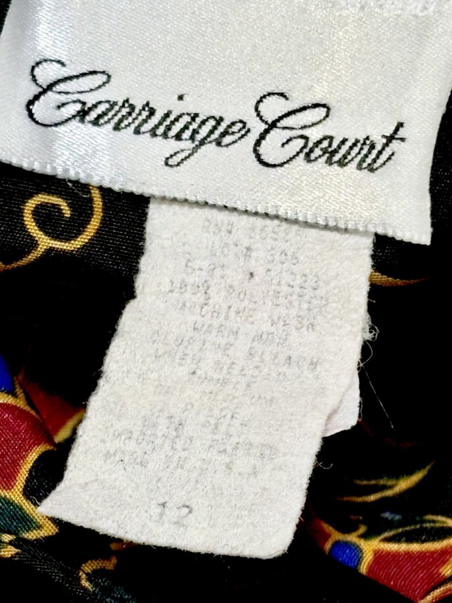 画像13: 花柄モチーフ ブラック ウエストゴム レトロ USA古着 ヴィンテージワンピース (13)