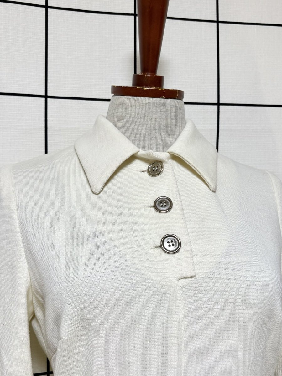 画像5: バイカラーデザイン 無地 レトロ 長袖 USA古着 ヴィンテージワンピース (5)