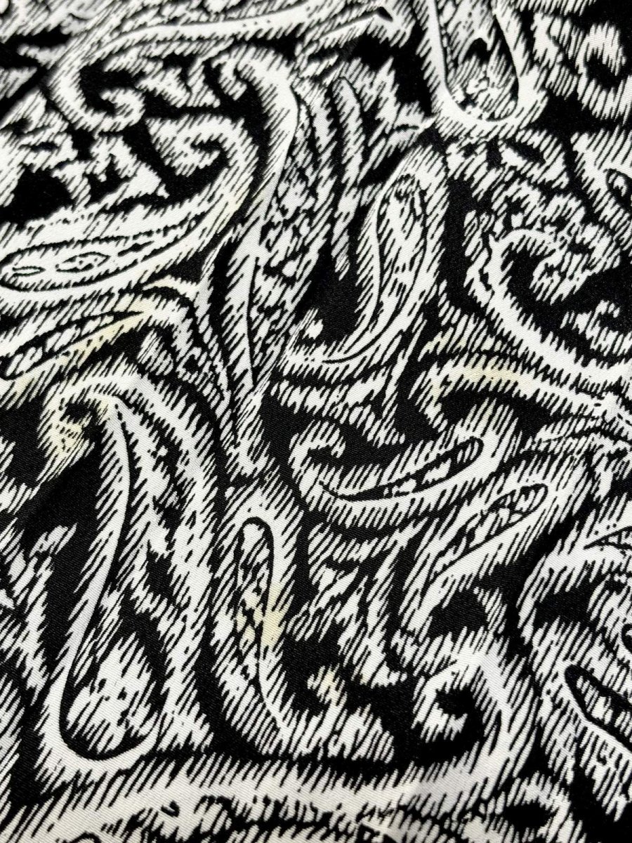 画像16: プリーツ切り替え ペイズリー モノクロ ウエストゴム レトロ USA古着 ヴィンテージワンピース (16)