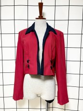 画像1: ショート丈 前開き バイカラー レッド ネイビー レトロ USA古着 ヴィンテージジャケット (1)