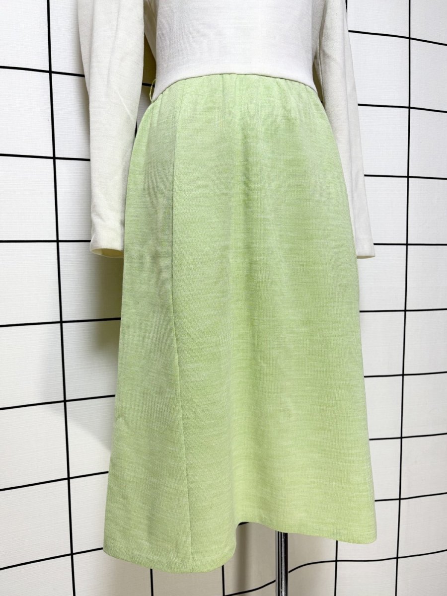 画像8: バイカラーデザイン 無地 レトロ 長袖 USA古着 ヴィンテージワンピース (8)