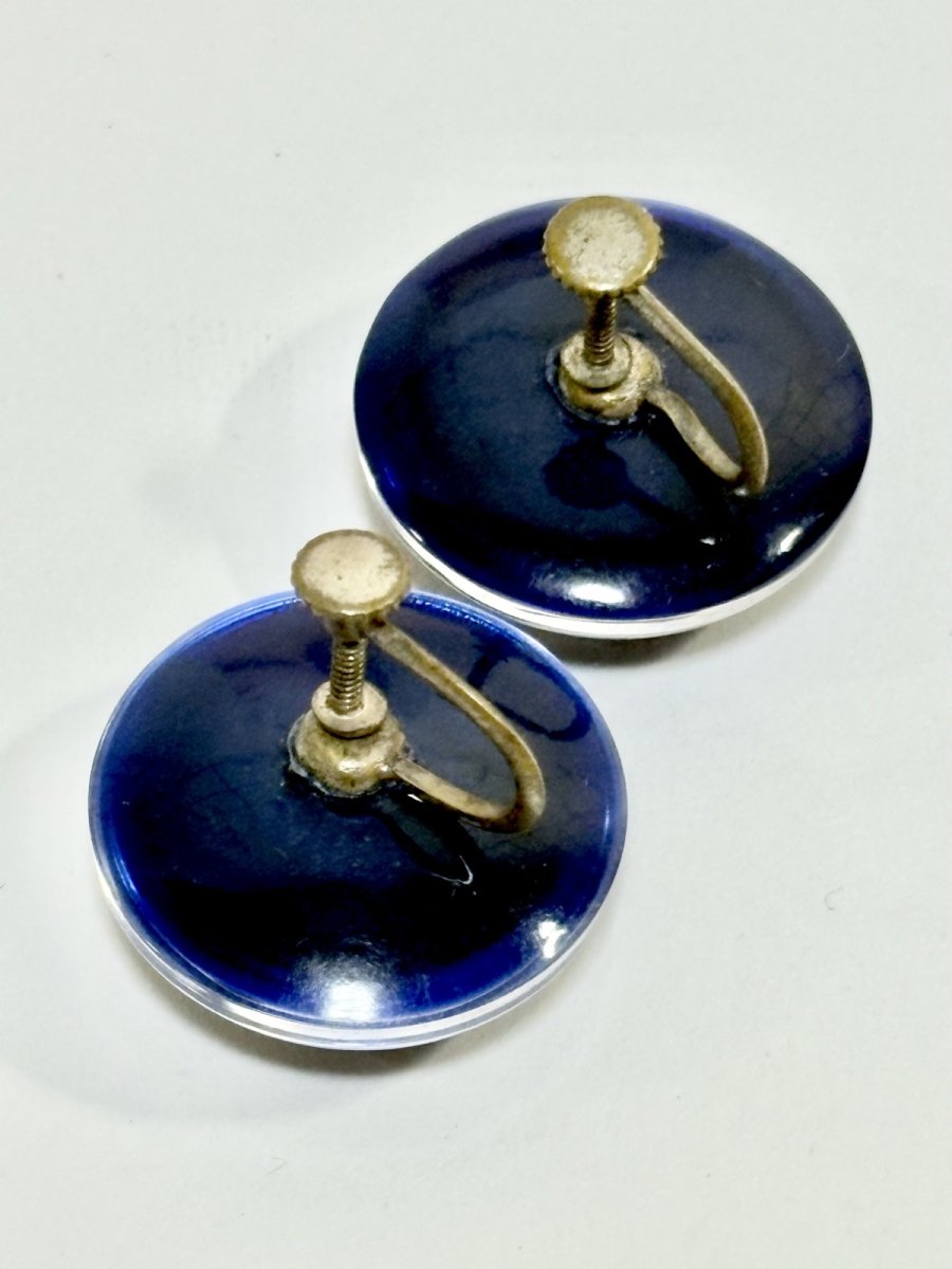 画像3: レトロアンティーク ヴィンテージ イヤリング　ネイビー (3)