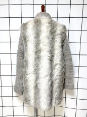 画像2: ファー ニット レイヤード風 レトロ USA古着 ヴィンテージコート (2)