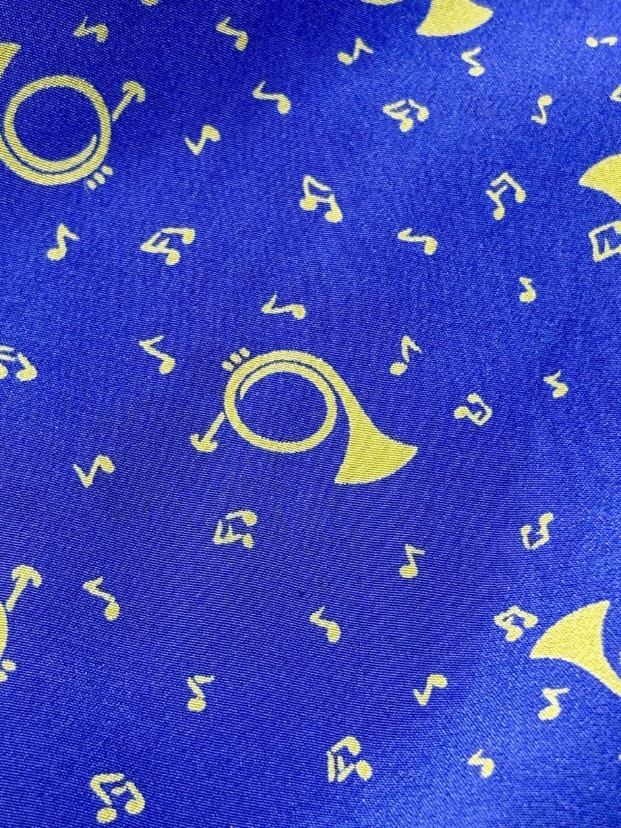 画像13: ラッパ柄 音符柄 ブルー ウエストゴム レトロ USA古着 ヴィンテージワンピース (13)