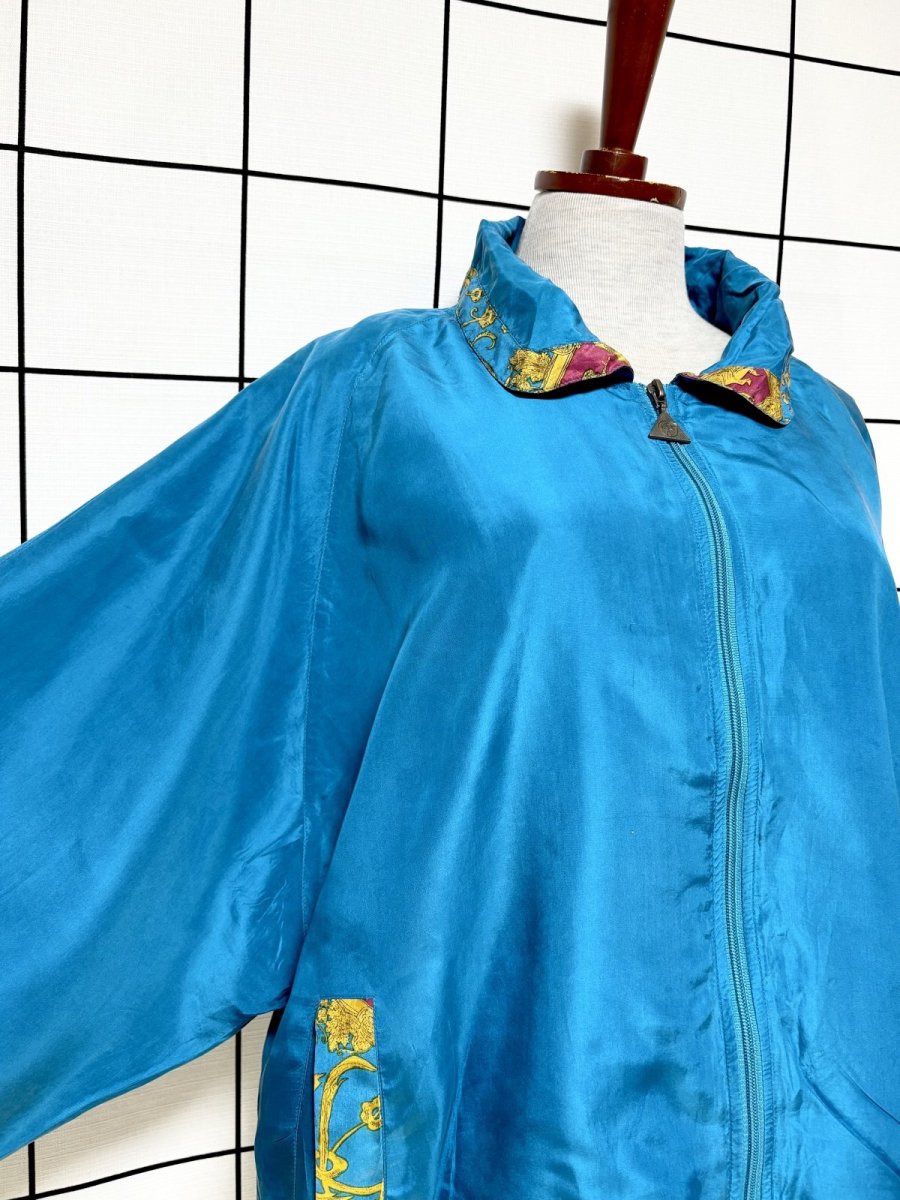 画像6: スカーフ柄 ゆったりサイズ ジップアップ レトロ USA古着 ジャンパー ヴィンテージブルゾンジャケット (6)