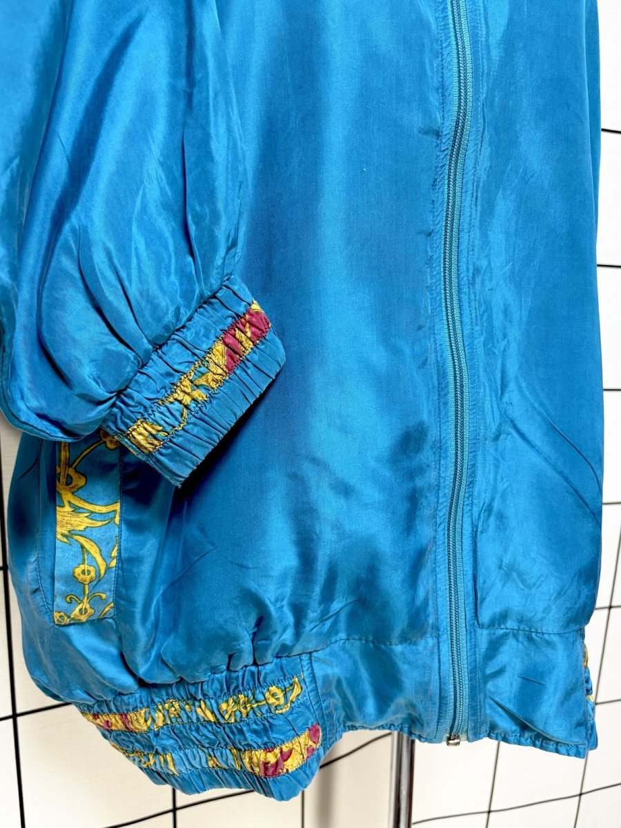 画像7: スカーフ柄 ゆったりサイズ ジップアップ レトロ USA古着 ジャンパー ヴィンテージブルゾンジャケット (7)