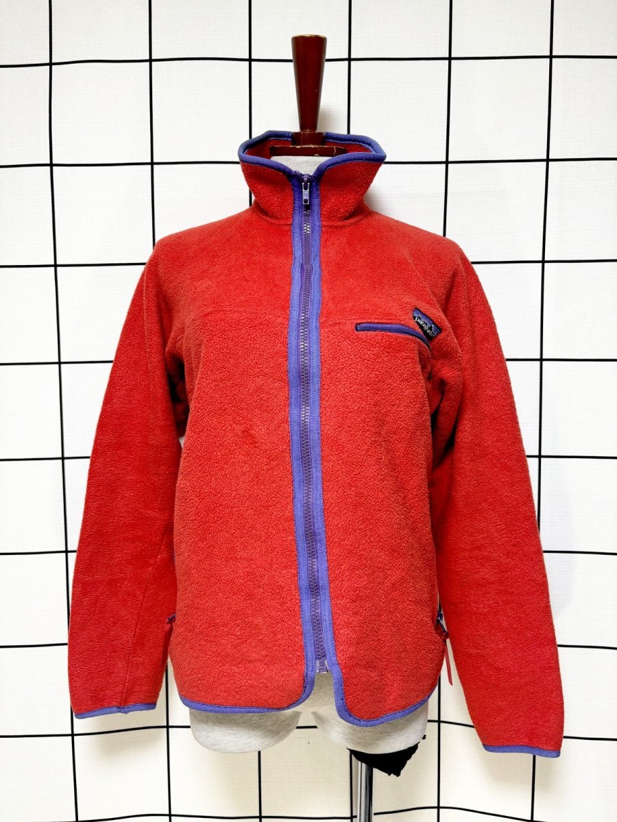 画像1: 80s Patagonia パタゴニア レッド ジップアップ レトロ USA古着 フリースジャケット (1)