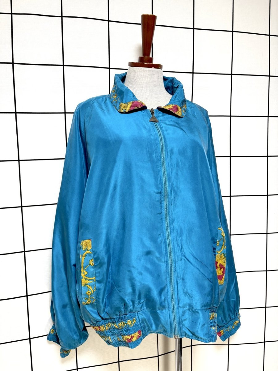 画像3: スカーフ柄 ゆったりサイズ ジップアップ レトロ USA古着 ジャンパー ヴィンテージブルゾンジャケット (3)