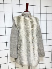 画像3: ファー ニット レイヤード風 レトロ USA古着 ヴィンテージコート (3)