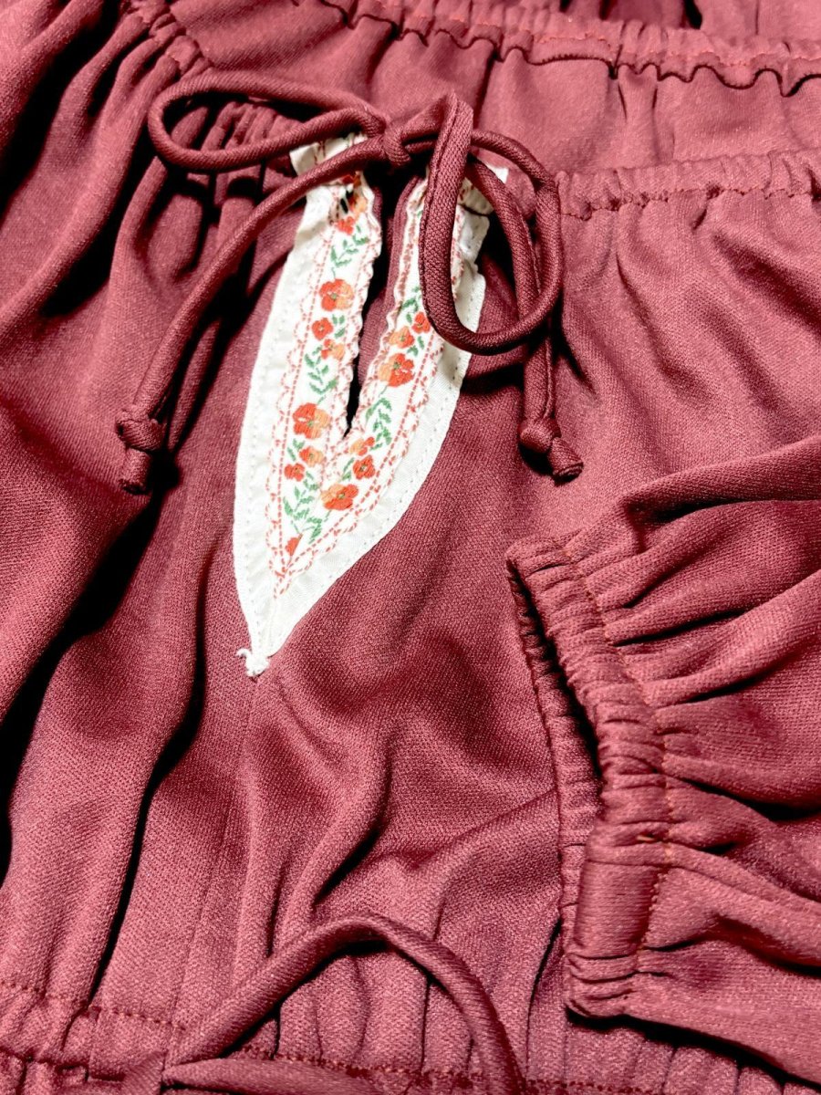 画像12: 花刺繡リボンテープ ダブルリボン ティアード レトロ USA古着 ヴィンテージワンピース (12)