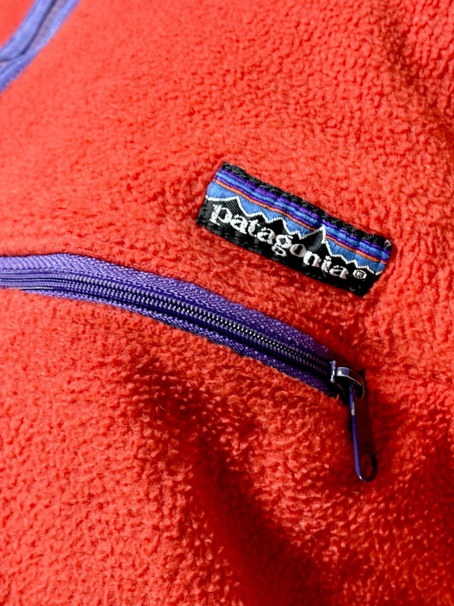 画像7: 80s Patagonia パタゴニア レッド ジップアップ レトロ USA古着 フリースジャケット (7)