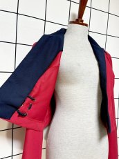 画像8: ショート丈 前開き バイカラー レッド ネイビー レトロ USA古着 ヴィンテージジャケット (8)