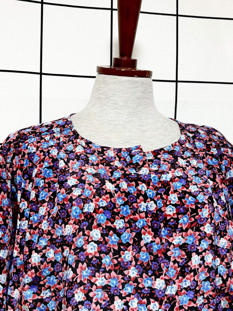 画像5: 総花柄 ノーカラー ウエストゴム レトロ USA古着 ヴィンテージワンピース (5)