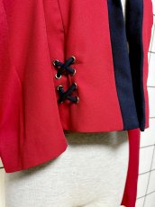 画像7: ショート丈 前開き バイカラー レッド ネイビー レトロ USA古着 ヴィンテージジャケット (7)