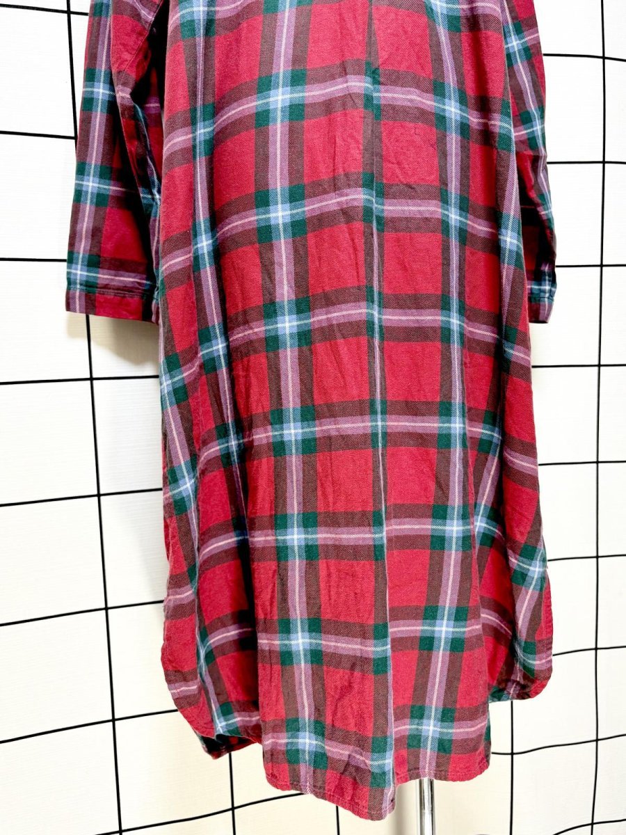 画像8: チェック柄 ウエストゴム レトロ USA古着 ヴィンテージワンピース (8)