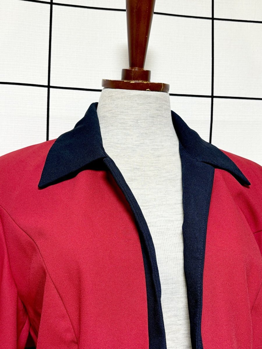 画像5: ショート丈 前開き バイカラー レッド ネイビー レトロ USA古着 ヴィンテージジャケット (5)