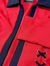 画像9: ショート丈 前開き バイカラー レッド ネイビー レトロ USA古着 ヴィンテージジャケット (9)