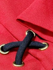 画像10: ショート丈 前開き バイカラー レッド ネイビー レトロ USA古着 ヴィンテージジャケット (10)