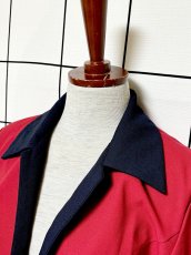 画像4: ショート丈 前開き バイカラー レッド ネイビー レトロ USA古着 ヴィンテージジャケット (4)