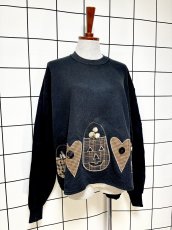 画像3: ハロウィン刺繍 チェック ブラック レトロ USA古着 ヴィンテージスウェット (3)