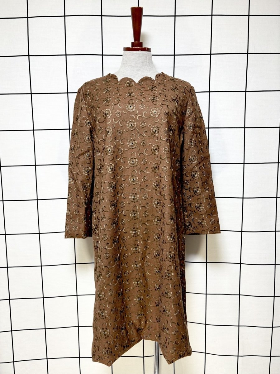 画像1: 刺繍 70's 80's 昭和レトロ古着 ヴィンテージワンピース (1)
