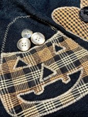 画像9: ハロウィン刺繍 チェック ブラック レトロ USA古着 ヴィンテージスウェット (9)