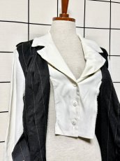 画像10: ベルトセット ストライプ 前開き モノクロ レトロ USA古着 ヴィンテージワンピース (10)