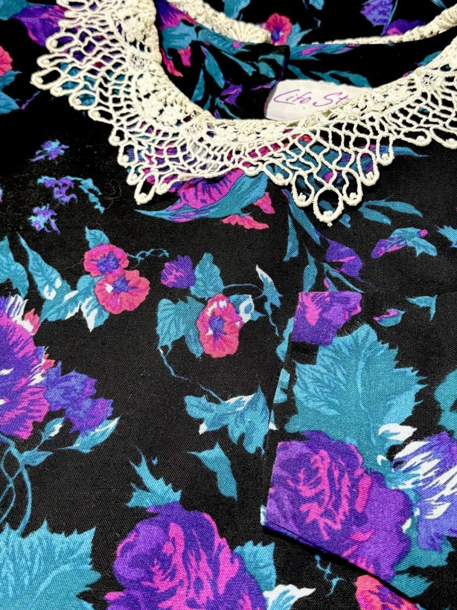 画像11: 花柄 レース襟 レトロ USA古着 ヴィンテージワンピース (11)