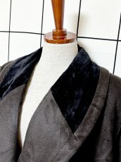 画像4: バイカラー ダークブラウン ブラック ウール レトロ USA古着 ヴィンテージコート (4)