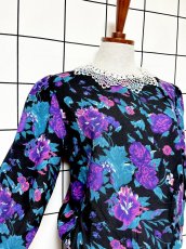 画像7: 花柄 レース襟 レトロ USA古着 ヴィンテージワンピース (7)