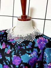 画像5: 花柄 レース襟 レトロ USA古着 ヴィンテージワンピース (5)